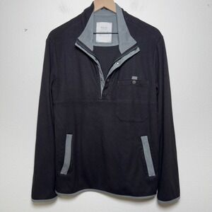 RYE 51 Men Snap Button Quarter Zip Pullover Sweater 40 Black Gray‎ Luxury